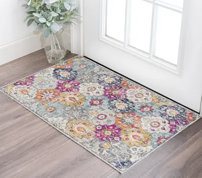 6' Blue And Ivory Floral Runner Rug