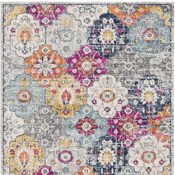 6' Blue And Ivory Floral Runner Rug