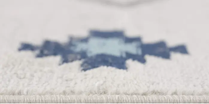 3' X 5' Blue and Ivory Southwestern Area Rug
