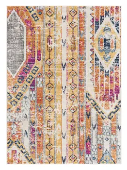 2' X 6' Gold And Ivory Southwestern Area Rug