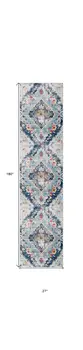 15' Blue And Ivory Medallion Runner Rug