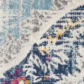 2' X 4' Blue and Ivory Medallion Area Rug
