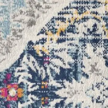 8' X 10' Blue and Ivory Medallion Area Rug
