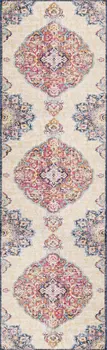 10' Blue And Beige Medallion Runner Rug