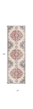 10' Blue And Beige Medallion Runner Rug