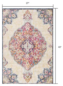 2' X 4' Blue and Beige Medallion Area Rug