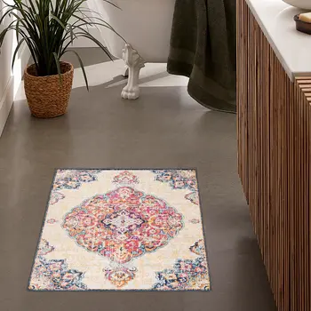 3' X 5' Blue and Beige Medallion Area Rug