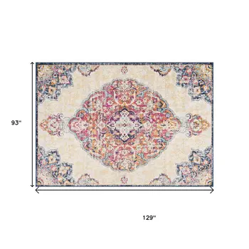 8' X 10' Blue and Beige Medallion Area Rug