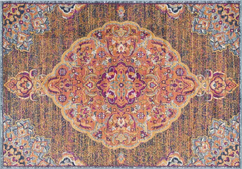 2' X 4' Rustic Orange Medallion Area Rug