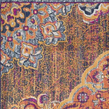 2' X 4' Rustic Orange Medallion Area Rug