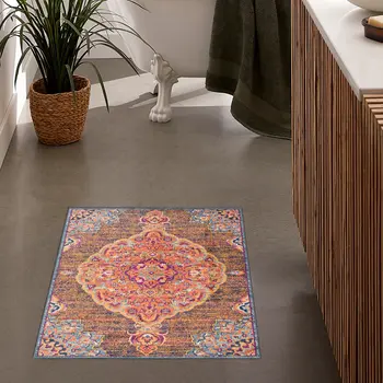 2' X 5' Rustic Orange Medallion Area Rug