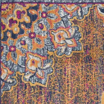 2' X 5' Rustic Orange Medallion Area Rug