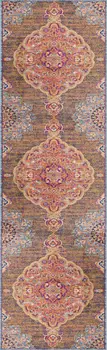 2' X 6' Rustic Orange Medallion Area Rug