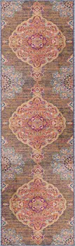 2' X 8' Rustic Orange Medallion Runner Rug