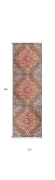 2' X 8' Rustic Orange Medallion Runner Rug