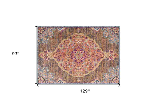 8' X 11' Rustic Orange Medallion Area Rug