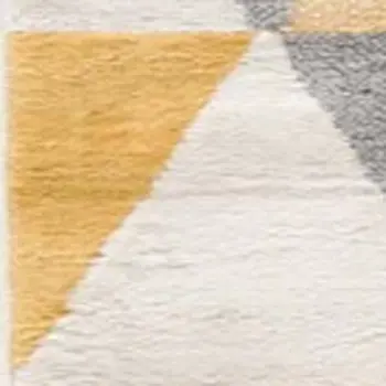 13' Yellow And Ivory Geometric Runner Rug