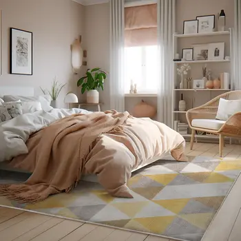 8' X 10' Yellow and Ivory Geometric Area Rug