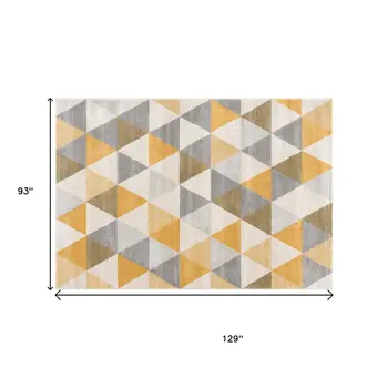 8' X 10' Yellow and Ivory Geometric Area Rug