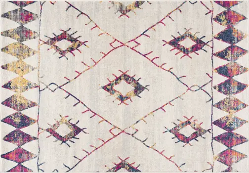 2' X 4' Cream Damask Area Rug