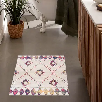 3' X 5' Cream Damask Area Rug
