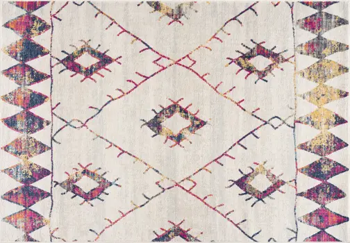8' X 11' Cream Damask Area Rug