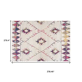 9' X 12' Cream Damask Area Rug