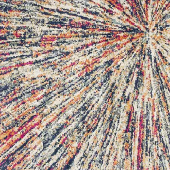 7' X 10' Cream Celestial Burst Abstract Area Rug
