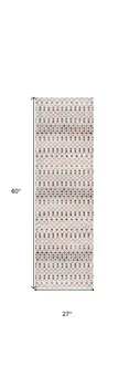 2' X 5' Cream Ikat Area Rug