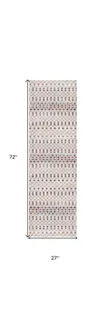 2' X 6' Cream Ikat Area Rug