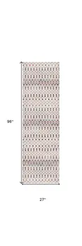 8' Blue And Ivory Ikat Runner Rug