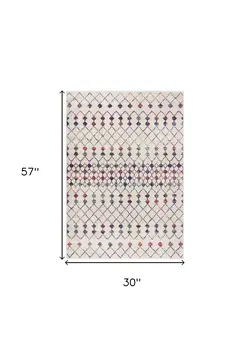 3' X 5' Cream Ikat Area Rug