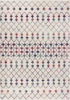 4' X 6' White Modern Geometric Grid Area Rug