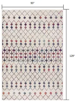 8' X 11' White Modern Geometric Grid Area Rug
