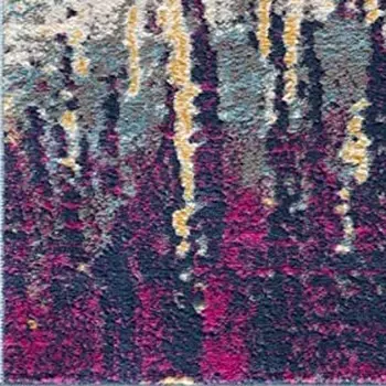 2' X 5' Gray Ivory And Magenta Abstract Area Rug
