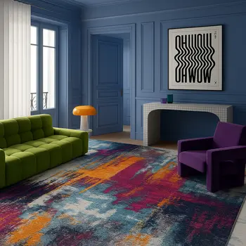 6' X 9' Gray and Purple Abstract Area Rug