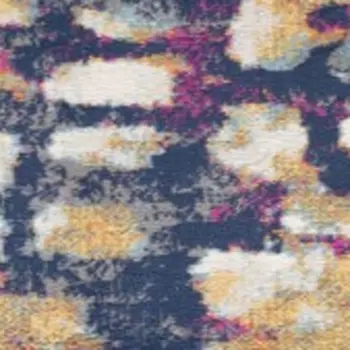 13' Blue And Gold Abstract Runner Rug