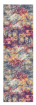 8' Blue And Ivory Abstract Runner Rug