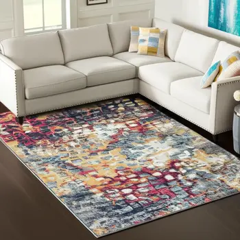 6' X 9' Blue and Ivory Abstract Area Rug