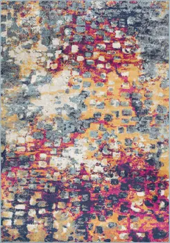 8' X 10' Blue and Ivory Abstract Area Rug