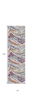10' Blue And Gold Abstract Runner Rug
