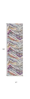13' Blue And Gold Abstract Runner Rug