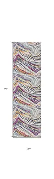 8' Blue And Gold Abstract Runner Rug