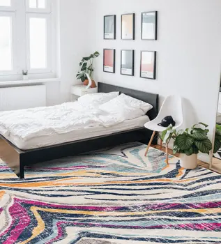 8' X 10' Blue and Gold Abstract Area Rug