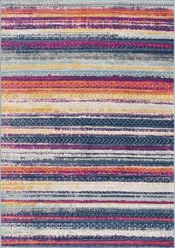 10' Blue And Ivory Striped Runner Rug