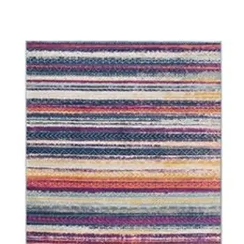 10' Blue And Ivory Striped Runner Rug