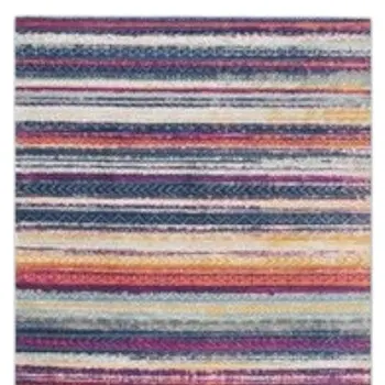 10' Blue And Ivory Striped Runner Rug