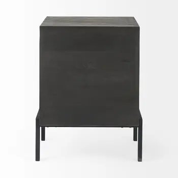 26" Black And Brown Solid Wood Square End Table
