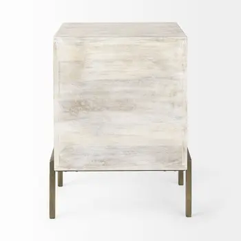 24" Beige Solid Wood Square End Table