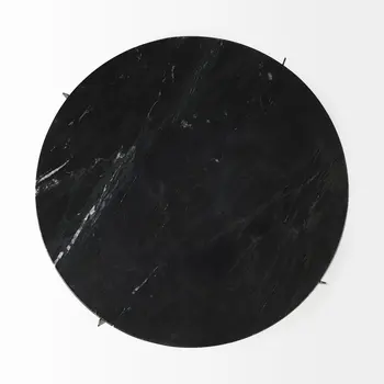 20" Black Marble Round End Table